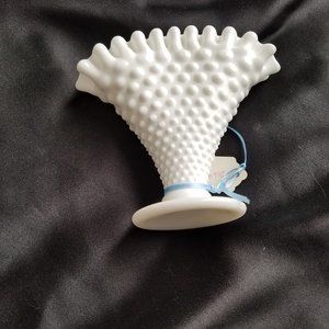 Fenton Hobnail Milk Glass 6" Fan Vase